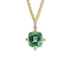 Compass Extra Large Necklace Pendant 18ct Yellow Gold - Mint Tourmaline & Diamond
