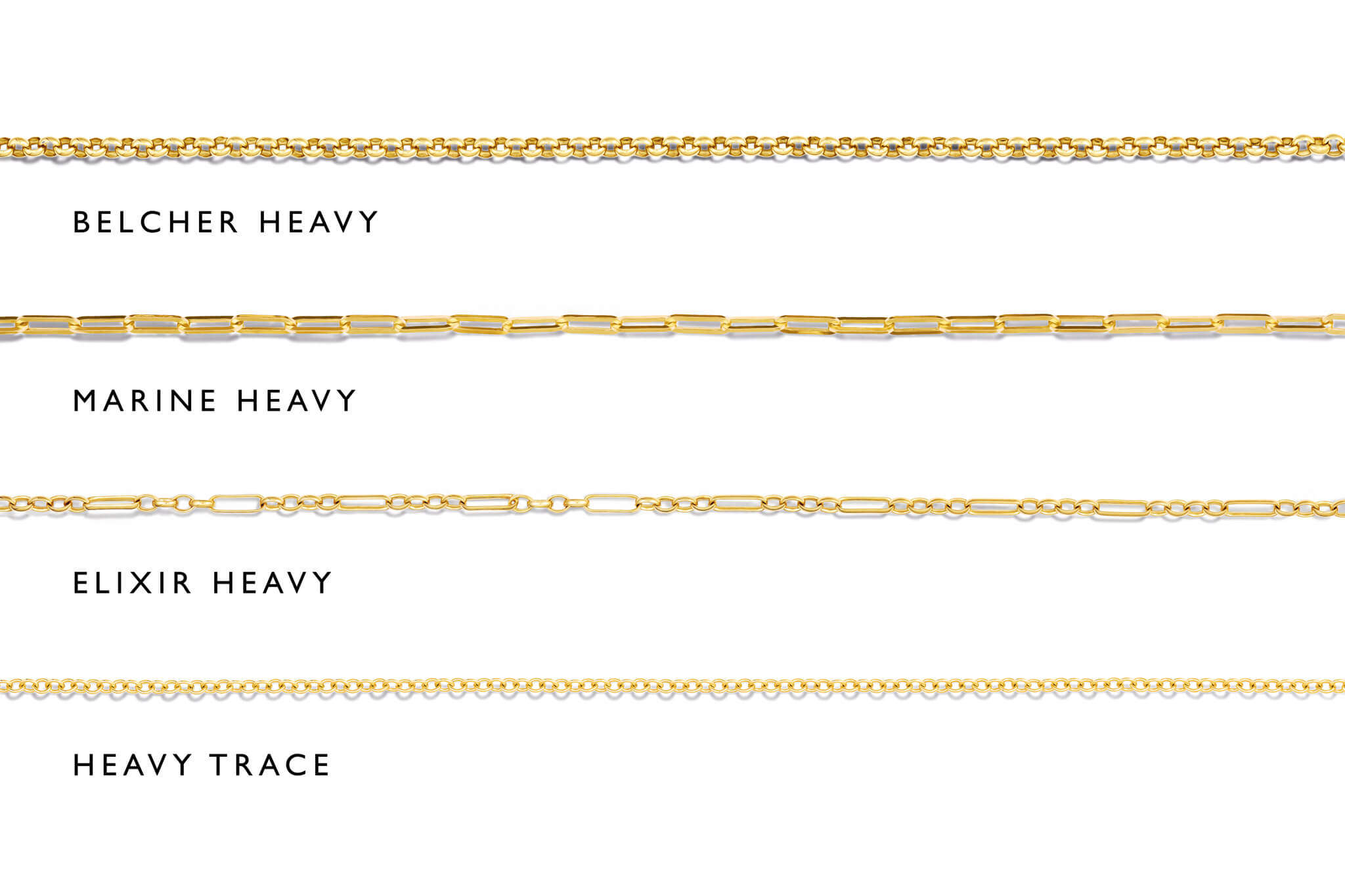 Hand-crafted in London, Cassandra Goad thick heavy yellow gold necklace chains, designed for everyday wear, layering and timeless styling.
