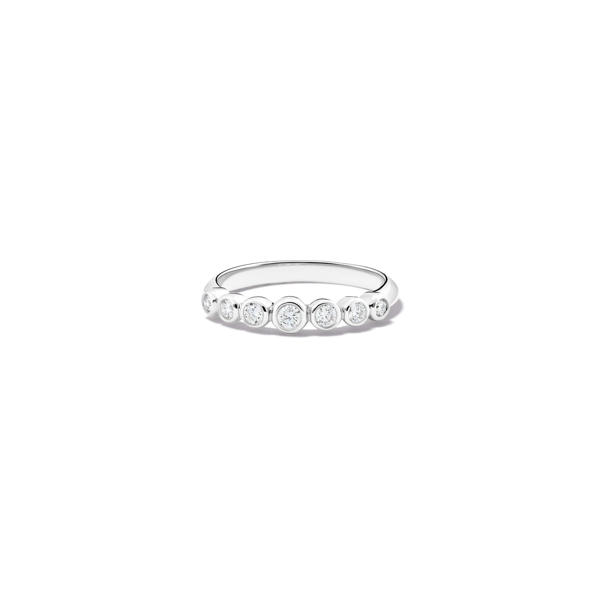 Handcrafted 18ct gold half eternity ring with diamonds.