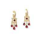 Mashrabiya Trellis Earring Drops Yellow Gold - Red Garnet & Diamond