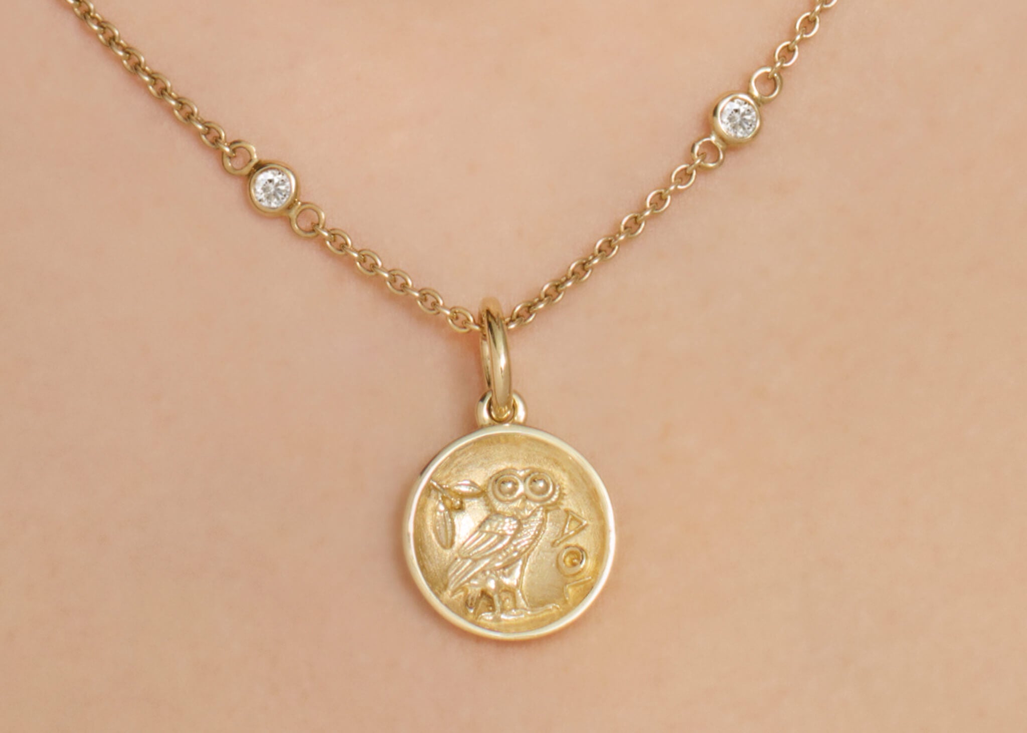 owl charm medallion pendant