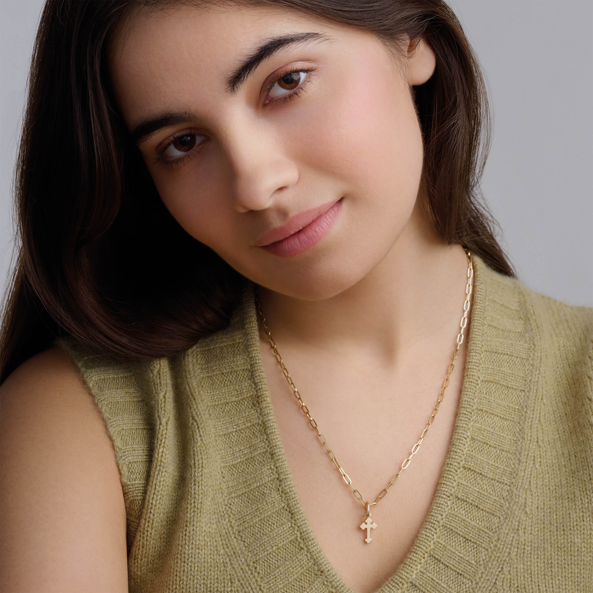 St Auxentius Small Cross Pendant Yellow Gold