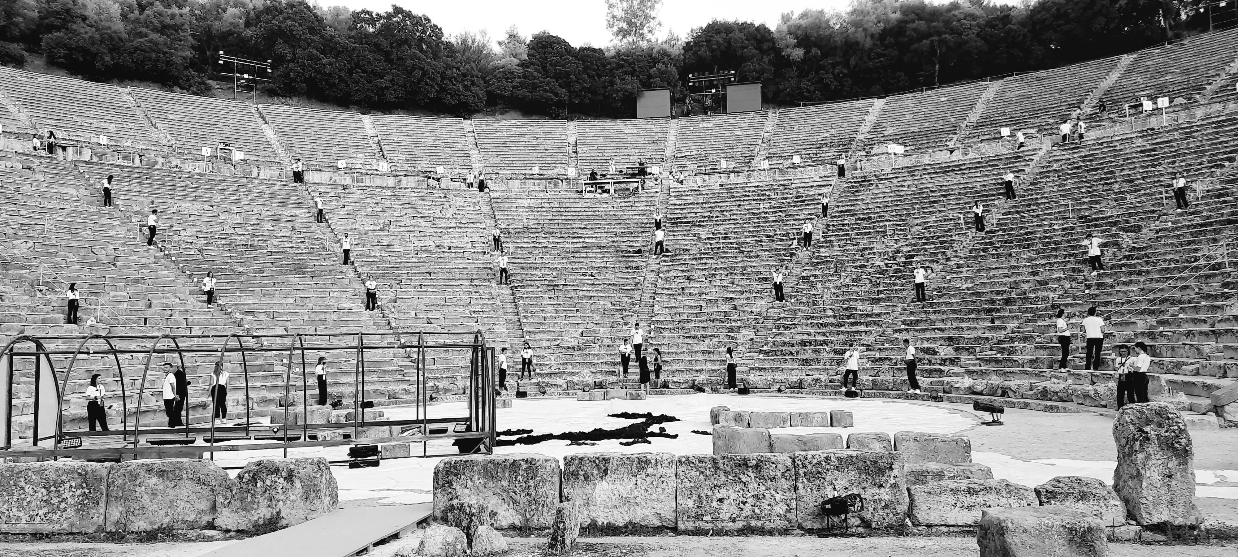 People visiting the Epidavros theatre 