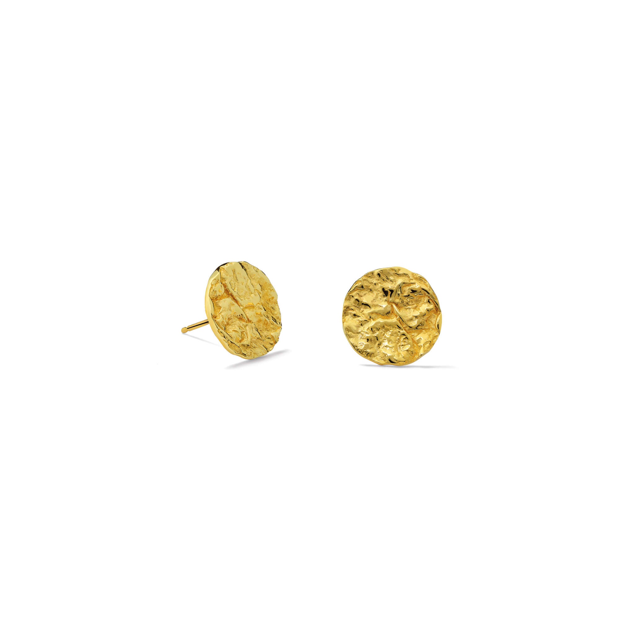 Handcrafted yellow gold studs earrings with tortilla print