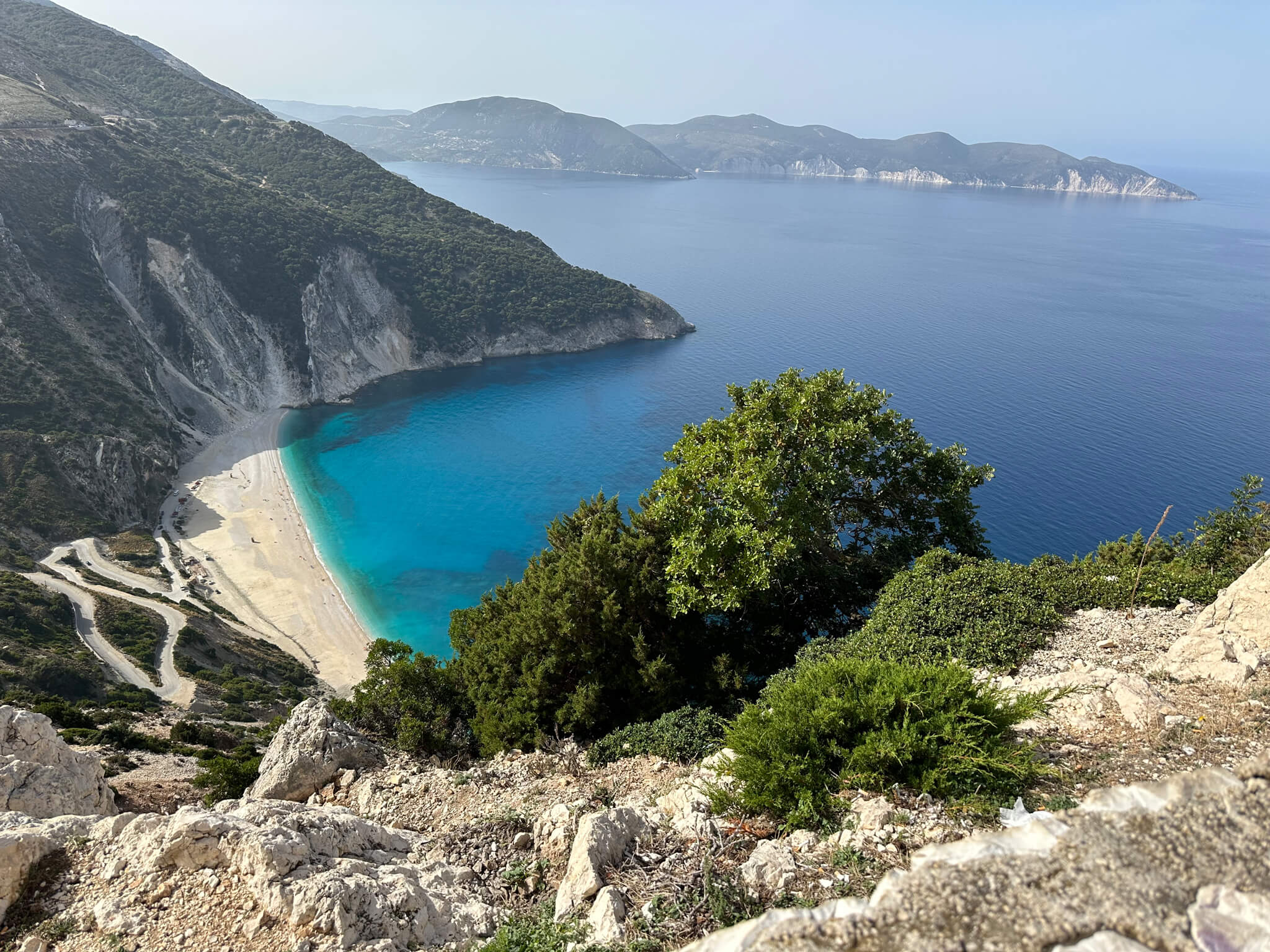 Beach with blue sea in Kefalonia Greece