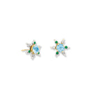 Cactus Earring Halos White Gold - Emerald & Diamond