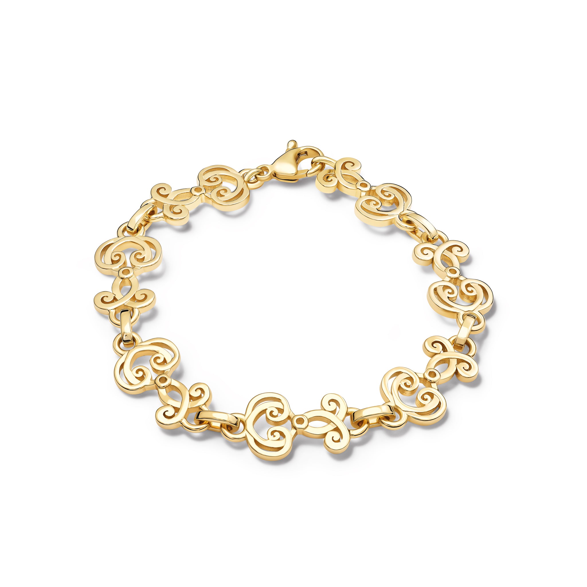 Handcrafted yellow gold bracelet featuring ironwork motifs from the stables in France.