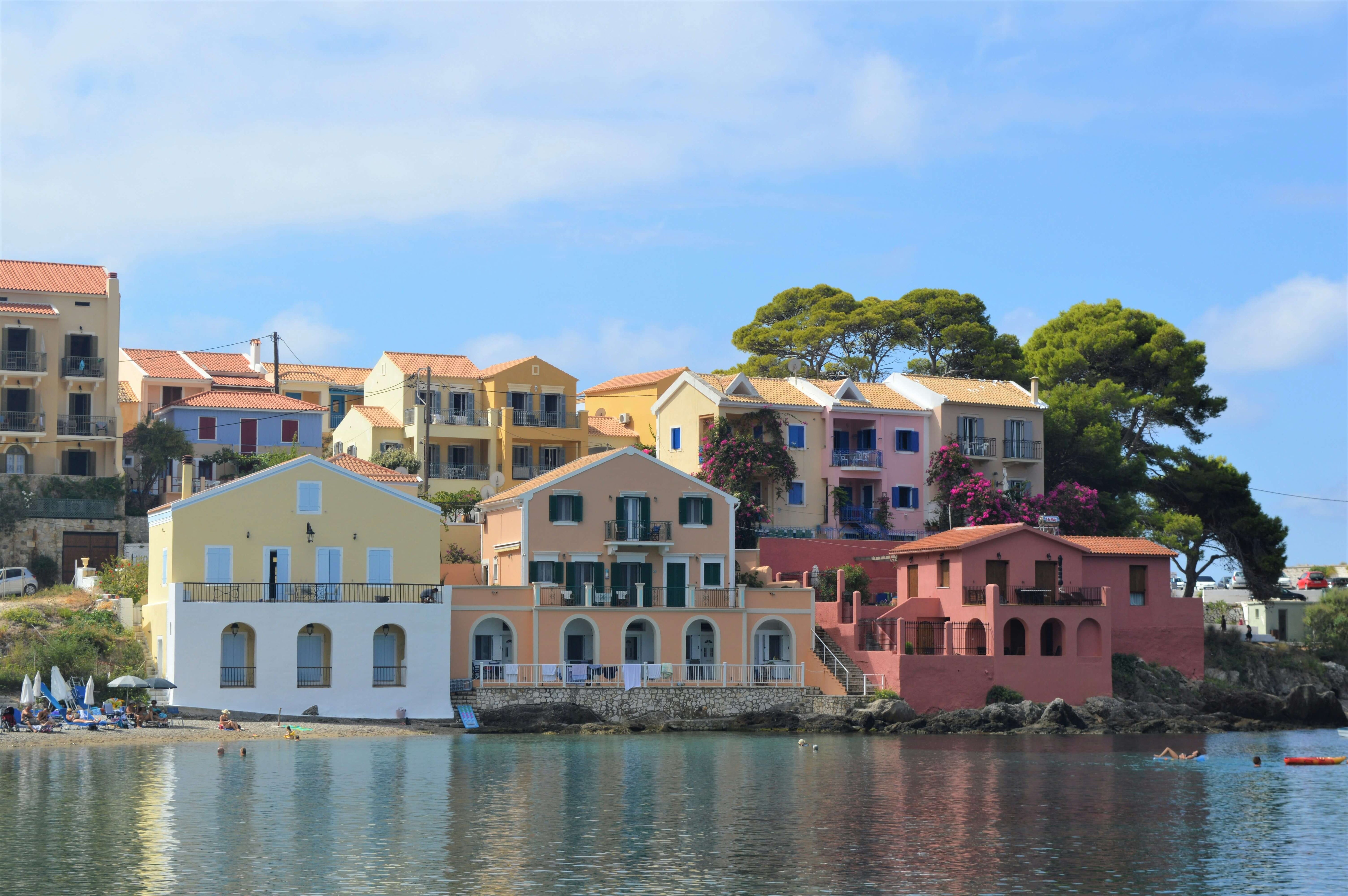 Colourful houses on Kefalonia Greece