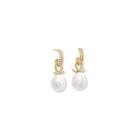 Icarus Earring Drops 18ct Yellow Gold - Pearl & Diamond Pavé