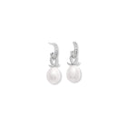 Icarus Earring Drops 18ct White Gold - Pearl & Diamond Pavé