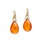 Icarus Earring Drops 18ct Yellow Gold - Cabochon Mandarin Garnet & Diamond Pavé