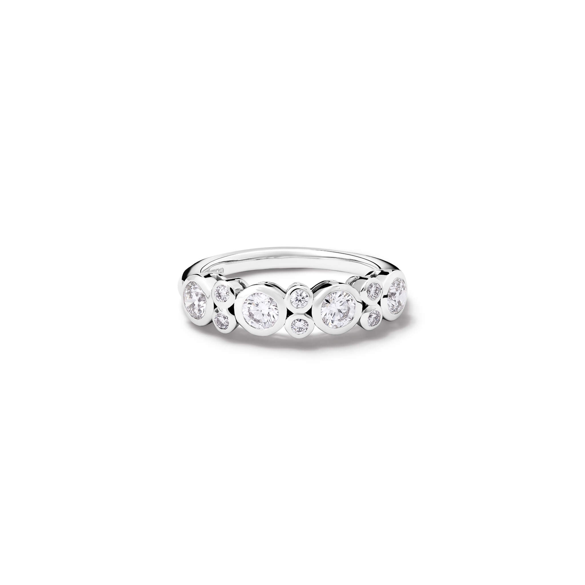 Imara half-eternity ring in 18ct white gold with round diamonds