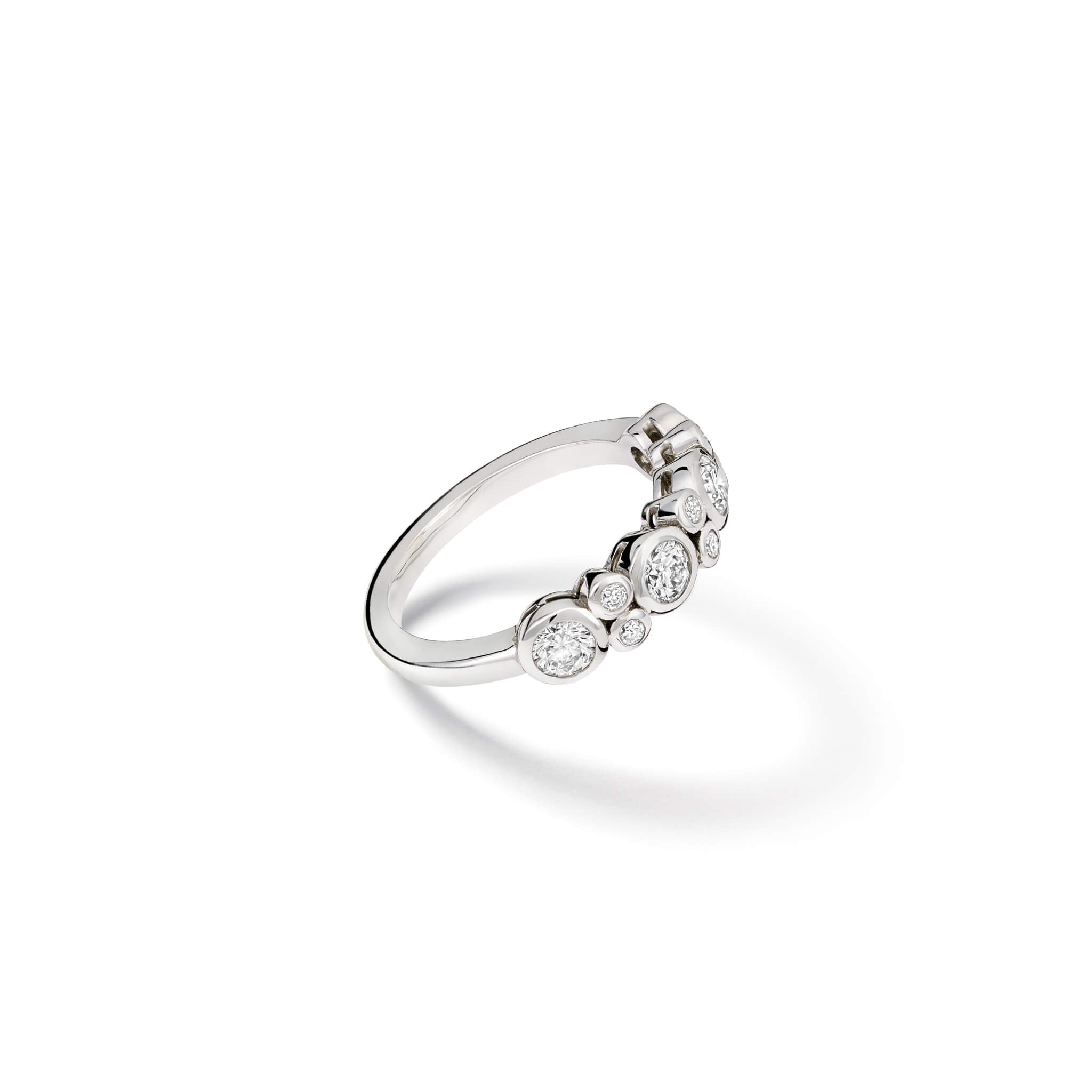 Imara half-eternity ring in 18ct white gold with round diamonds