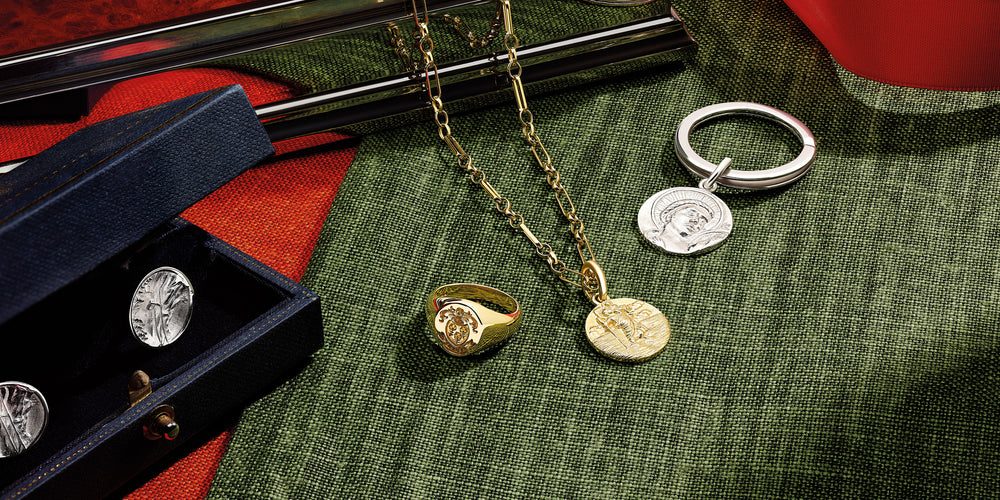 Cassandra Goad jewellery for men, featuring cufflinks, signet rings, pendants. 