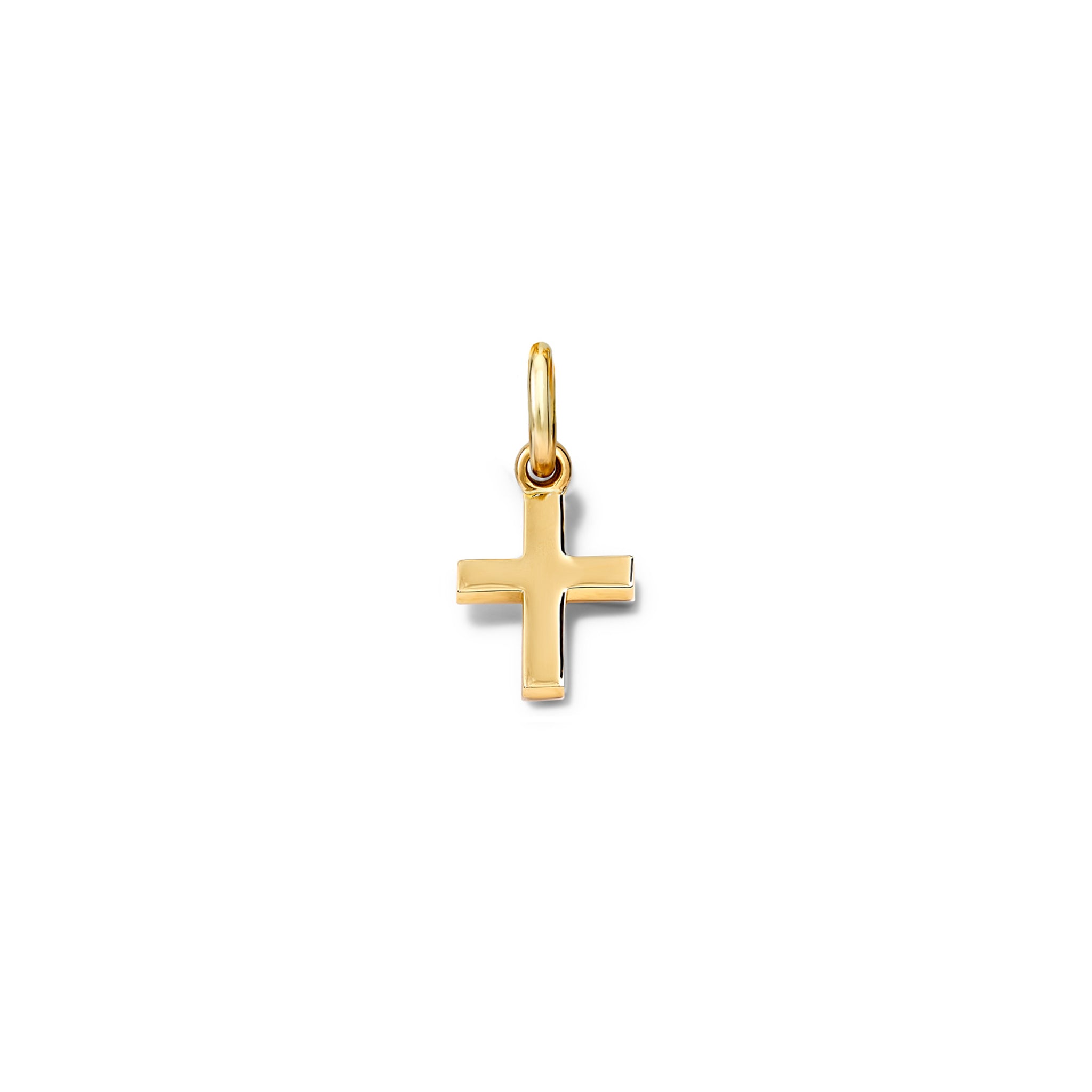 Handcrafted yellow gold cross shaped necklace pendant.