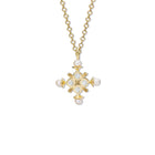 Madrid Large Cross Pendant Yellow Gold - Diamond & Pearl