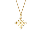 Madrid Large Cross Pendant Yellow Gold - Pearl