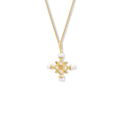 Madrid Small Cross Pendant Yellow Gold - Pearl