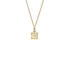 Mashrabiya Trellis Square Necklace Pendant Yellow Gold - Opal
