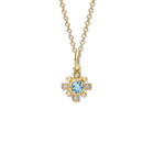 Quadro Cross Pendant Yellow Gold - Blue Topaz & Diamond