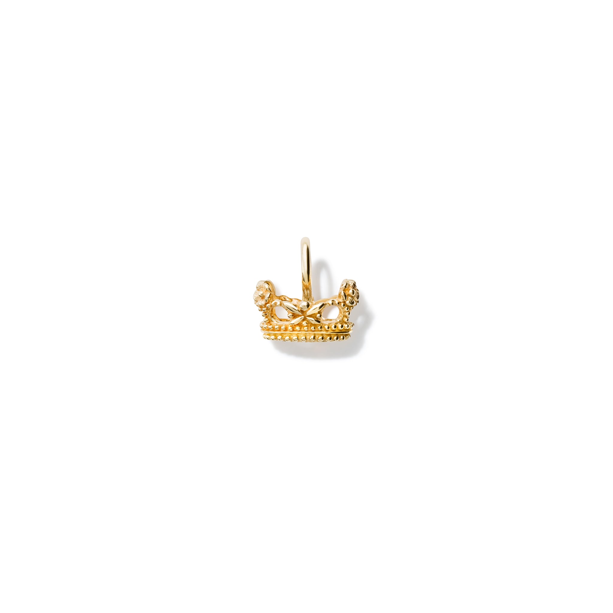 Handcrafted yellow gold charm pendant  inspired by the diadem crown of Queen Elizabeth II.