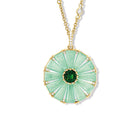 Roi Soleil Large Necklace Pendant Yellow Gold - Aventurine Quartz, Chrome Diopside & Diamond