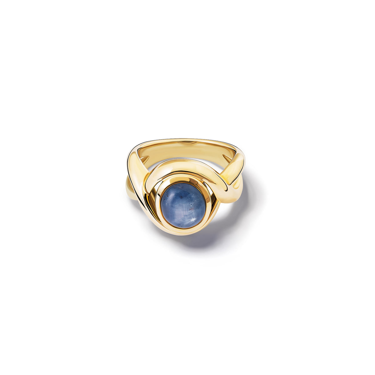 Handcrafted Severine small ring in 9ct yellow gold with cabochon star sapphire, September birthstone