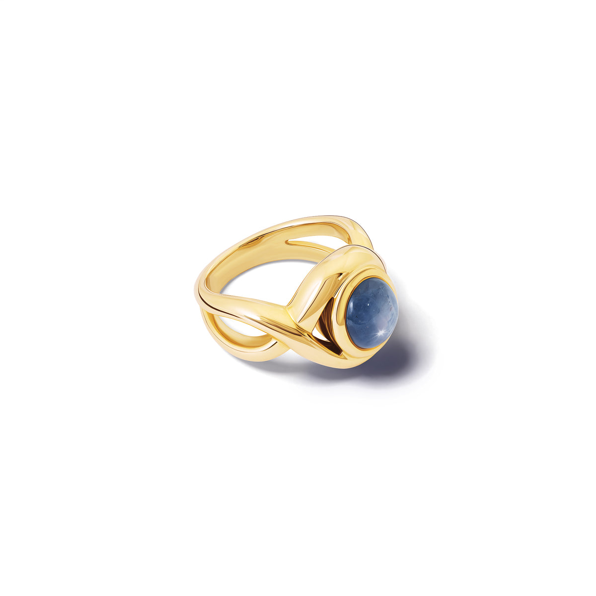 Handcrafted Severine small ring in 9ct yellow gold with cabochon star sapphire, September birthstone