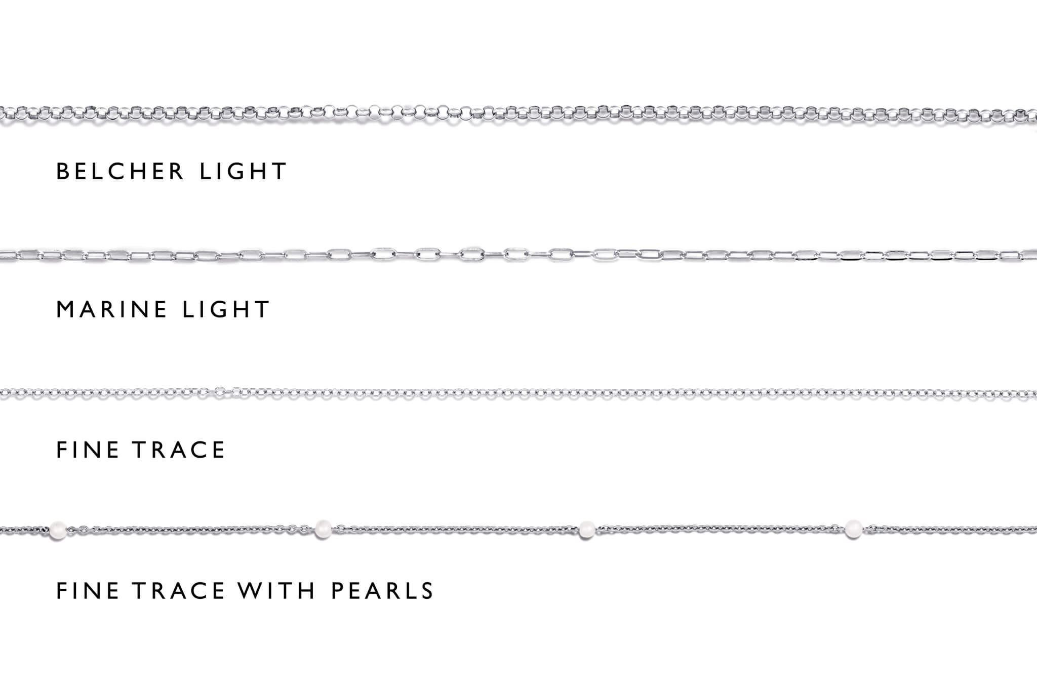 Hand-crafted in London, Cassandra Goad silver thin light necklace chains with pearls, designed for everyday wear, layering and timeless styling.