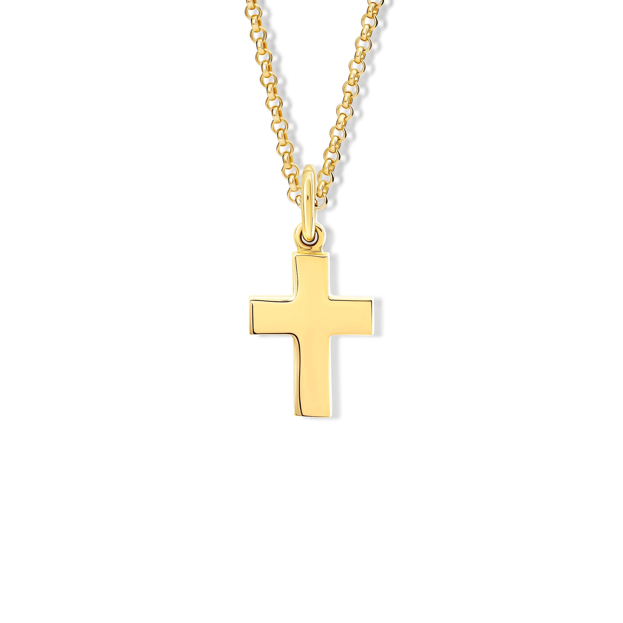 Handcrafted yellow gold cross necklace pendant 