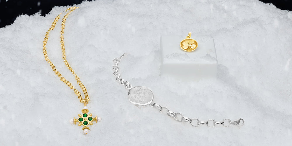 Cassandra Goad symbolic jewellery gifts on snow.
