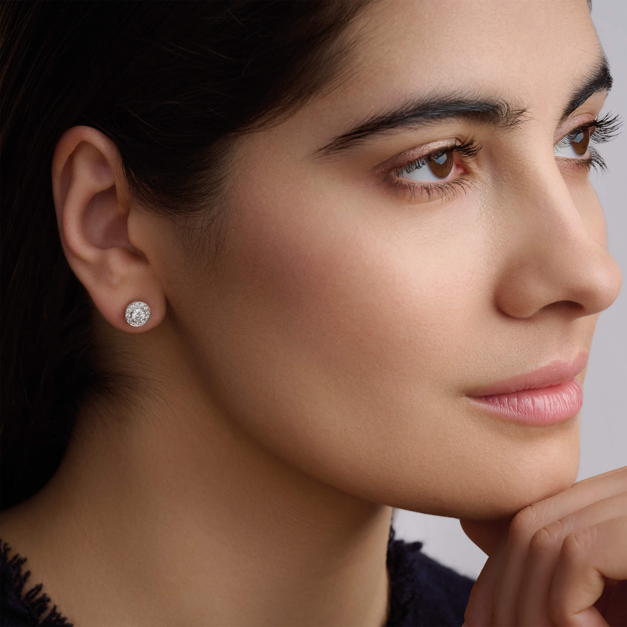 Theresa stud earrings 18ct white gold with diamond pave