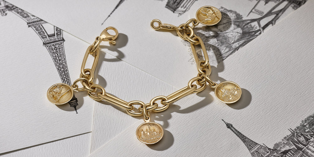 Cassandra Goad Beaumarchais yellow gold medallion charm bracelet